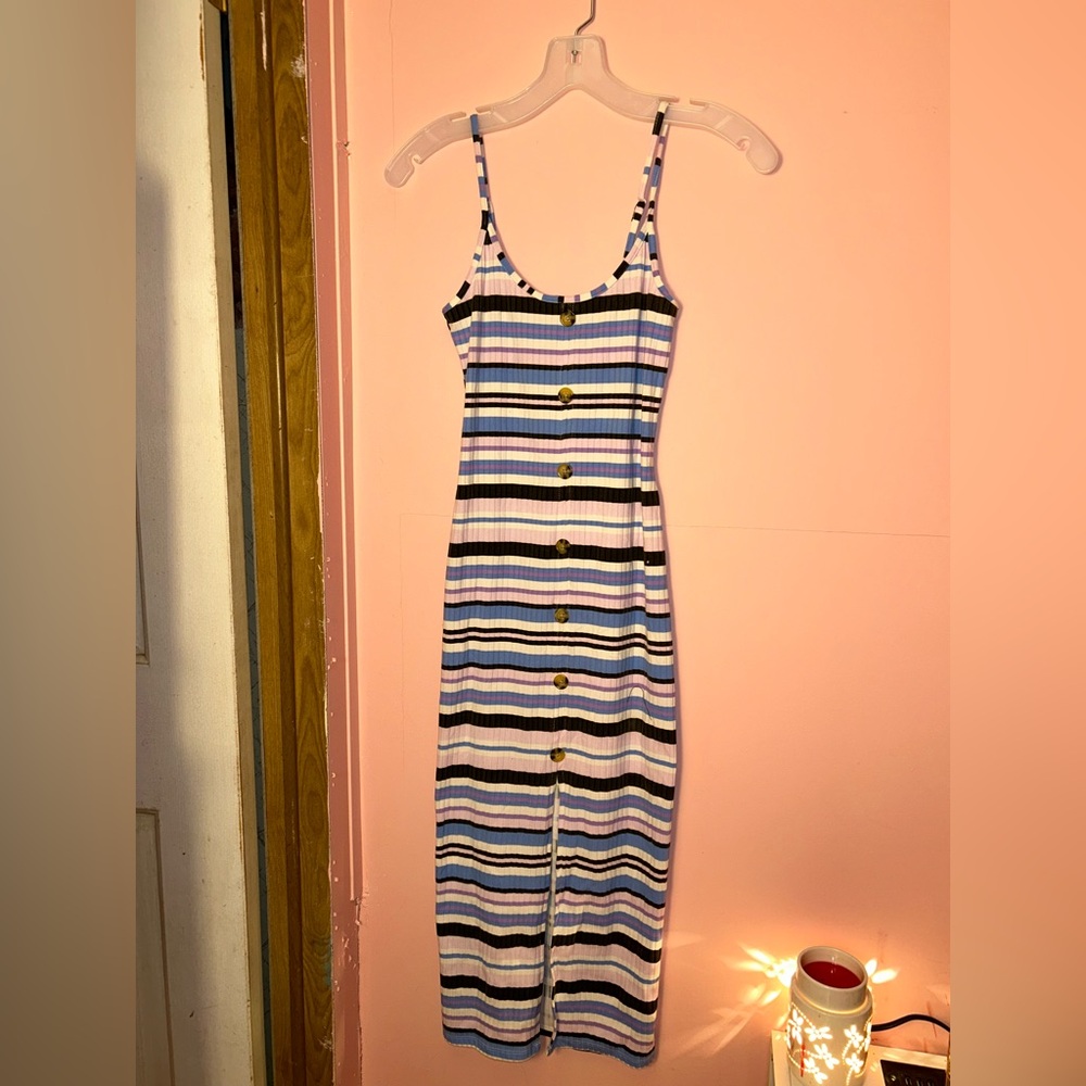 Striped Button-Down Midi Dress